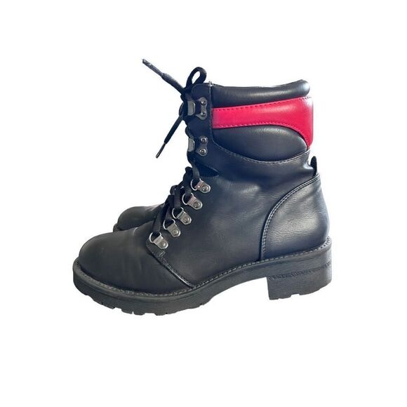 MIA WOMEN'S LACE-UP Size 8.5 LYZA BLACK/RED ANKLE WINTER COMBAT BOOTS - Picture 2 of 10